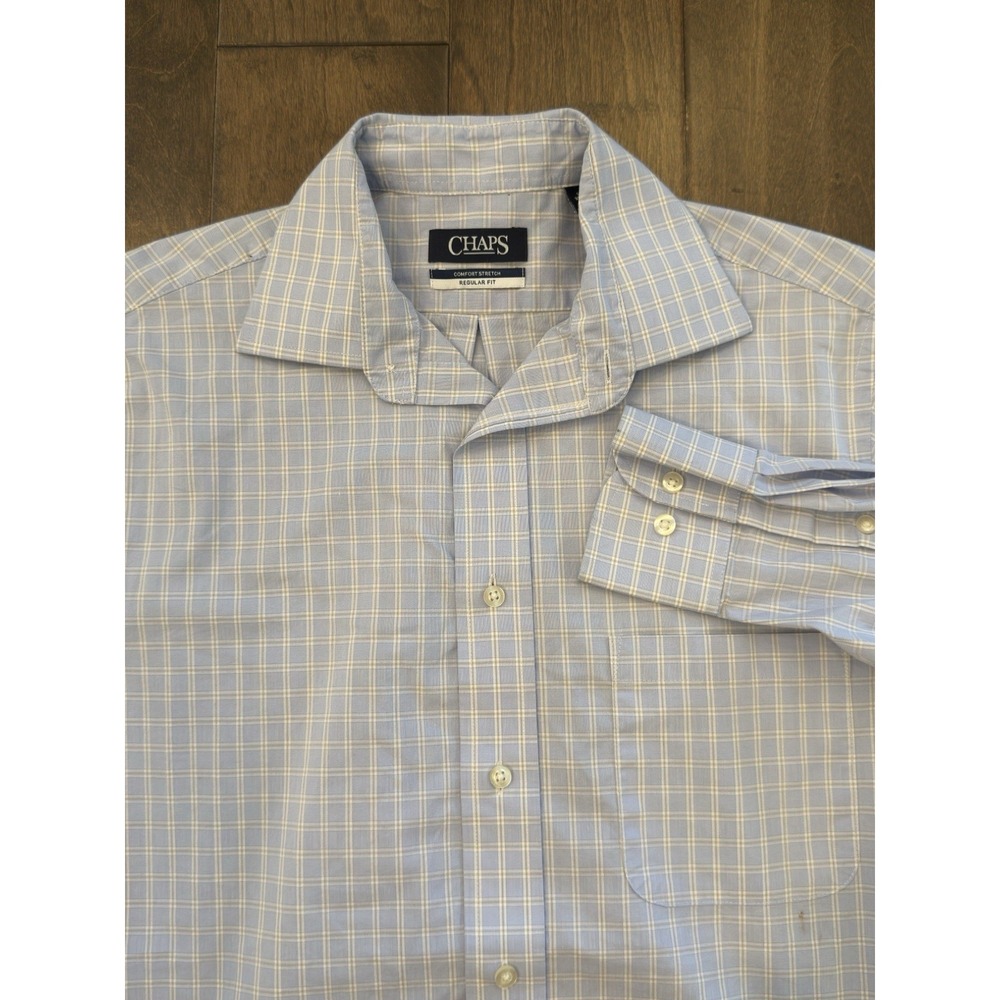 Chaps Comfort Stretch Easy Care Mens Long Sleeve Size M Button Up Plaid Shirt